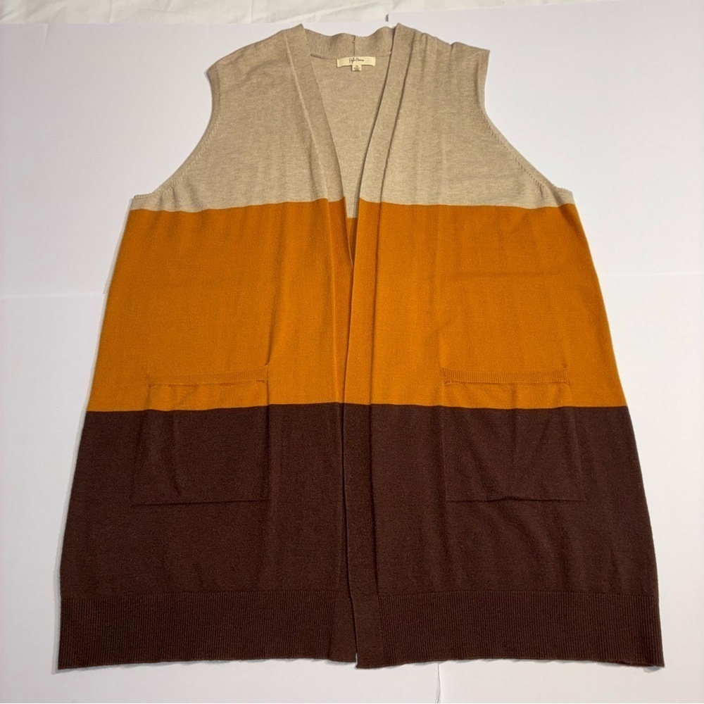 Peyton Primrose ColorBlock Sleeveless Cardigan Sweater Vest 1x